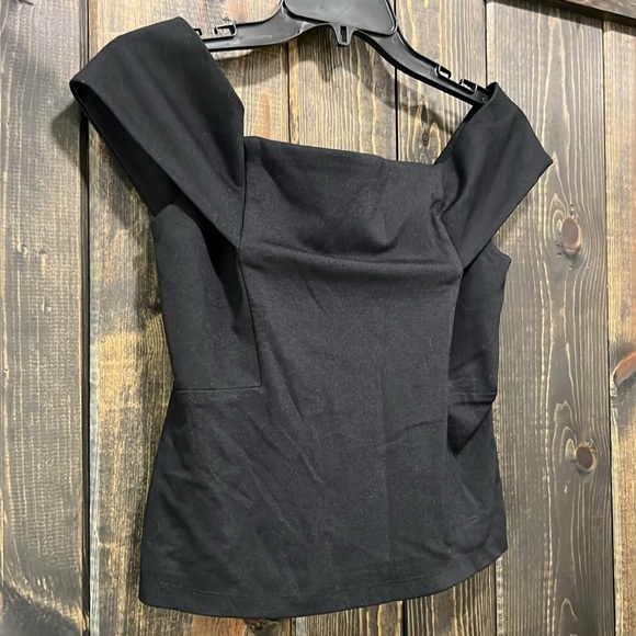 Anthropologie Deletta Off Shoulder Top M Black Stretch Boho Semi Formal Festival - Picture 2 of 8